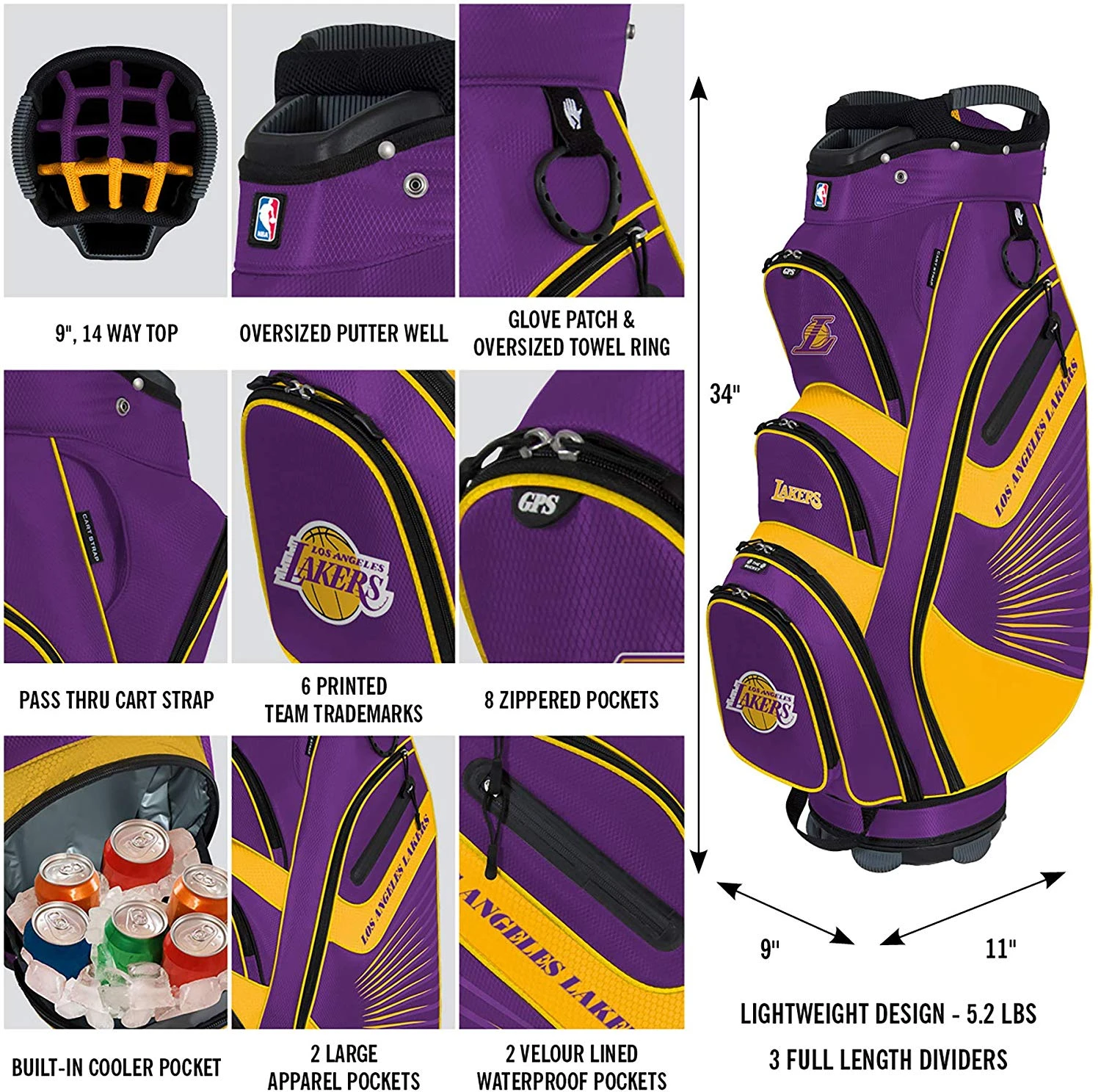 NBA The Bucket II Team Effort Cart Bag 12 NBA The Bucket II Team Effort Cart Bag - Image 10