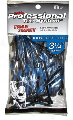 Pride Professional Tee System ProLength Golf Tees -Wilson Store PTS ProLength Black Blue 3.25 Titanium Strength 65ct