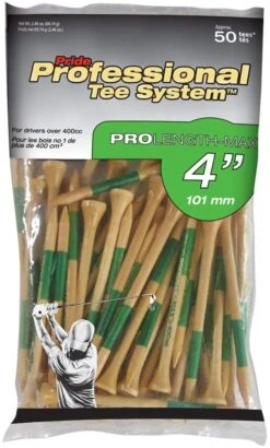 Pride Professional Tee System ProLength Golf Tees -Wilson Store PTS ProLength Natural Wood Green 4 50ct