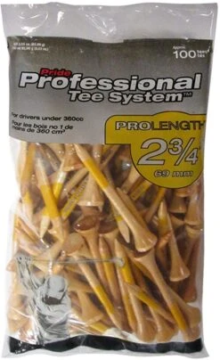 Pride Professional Tee System ProLength Golf Tees -Wilson Store PTS ProLength Natural Yellow 2.75 100