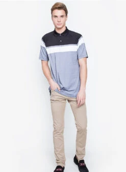 Callaway Jack Nicklaus Black Label By Perry Ellis Yarn Dyed Color Block Polo Shirts -Wilson Store YarnDyedColorBlockPolo CaviarBlack4