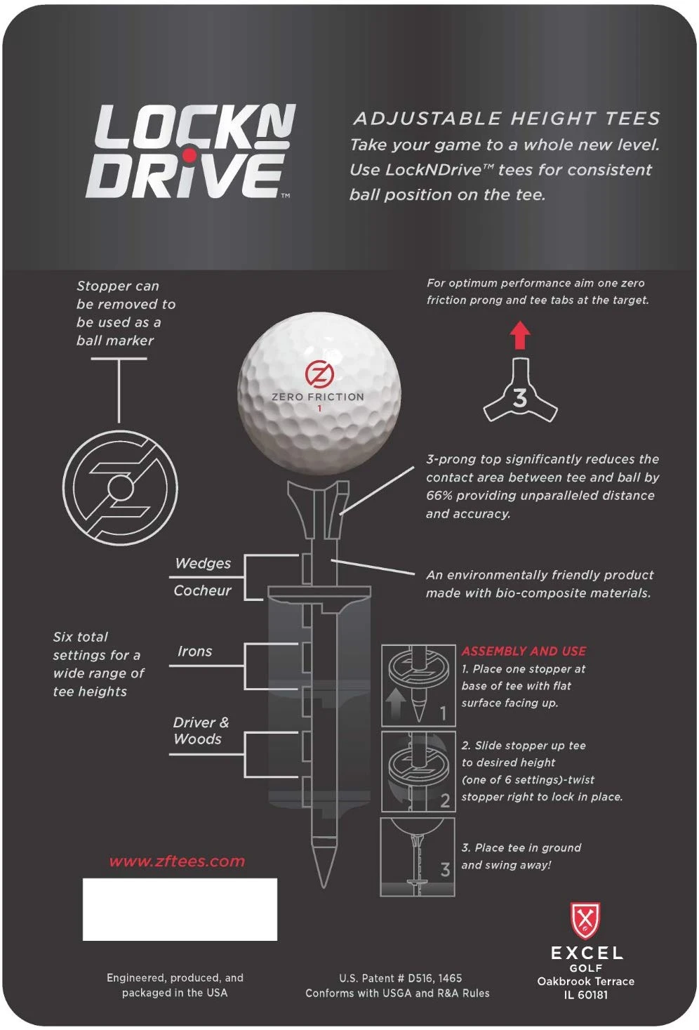 Zero Friction Lock N Drive 3-Prong Golf Tees (3-1/4 Inch, White, Pack Of 18) 4 Zero Friction Lock N Drive 3-Prong Golf Tees (3-1/4 Inch, White, Pack Of 18) - Image 2